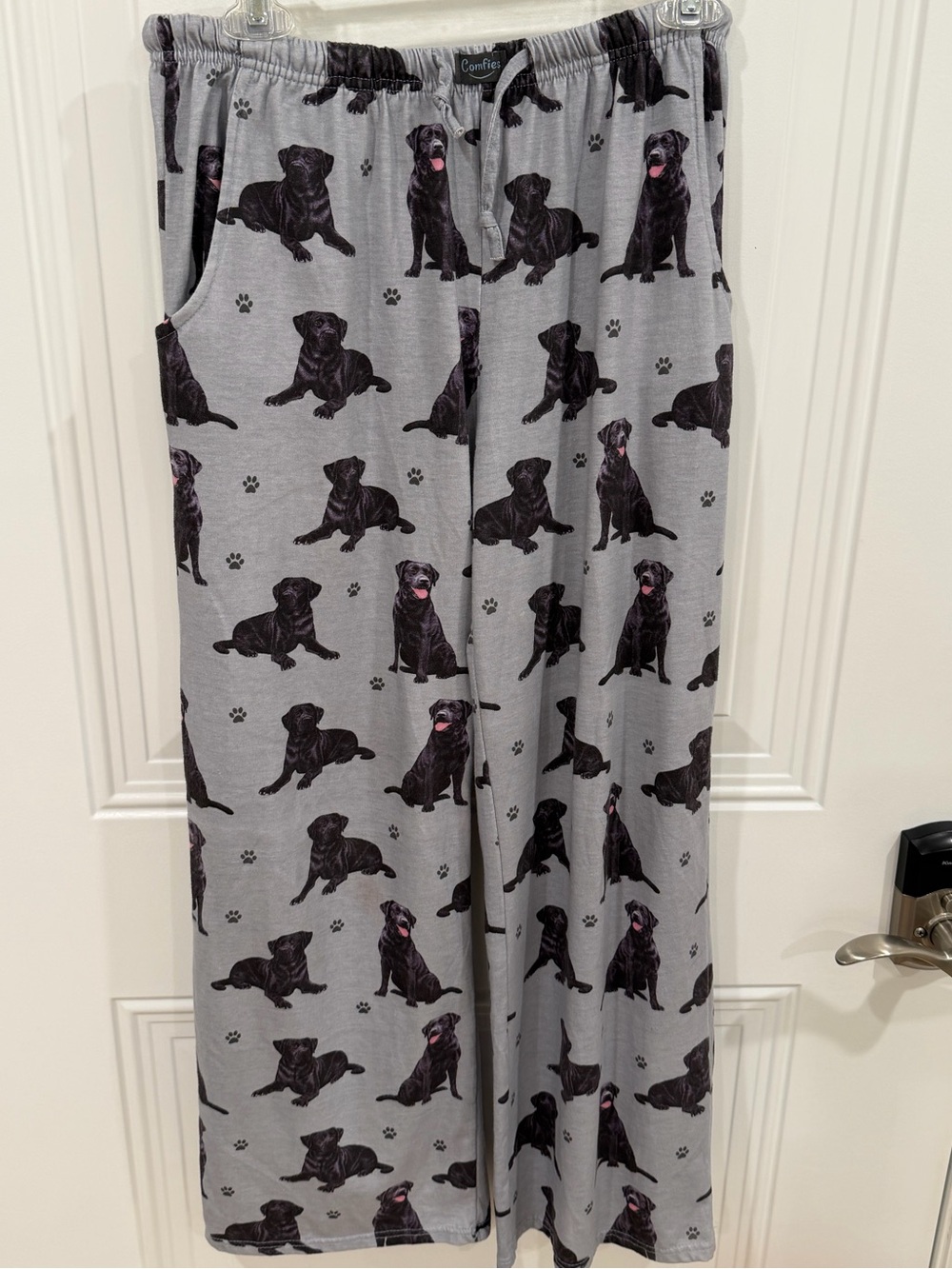 Comfiest Women’s Pajama Pants - Gray with Black Dog Print